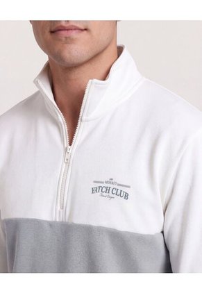 Buzo Half Zipper Contrast  Para Hombre Crema Ostu