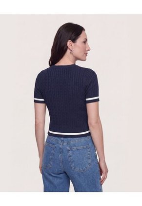 Camiseta Tejida College  Para Mujer Azul Ostu