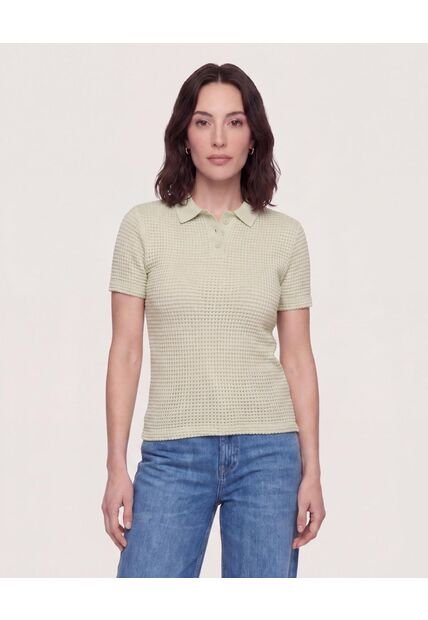 Polo Textura Classic Fit  Para Mujer Verde Ostu
