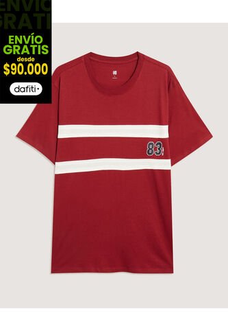 Camiseta Para Hombre Manga Corta Cuello Redondo Color Vino Marca Ostu #60091837 Ostu