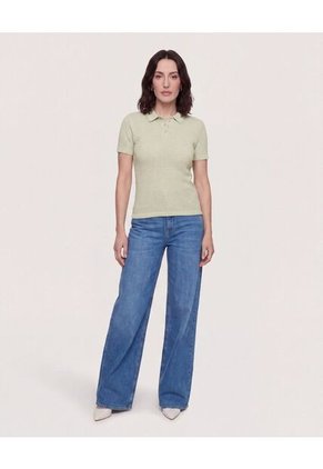 Polo Textura Classic Fit  Para Mujer Verde Ostu