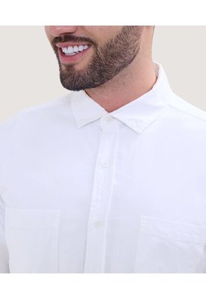 Camisa Para Hombre Manga Larga Con Bolsillo Color Blanco Marca Ostu #60010671