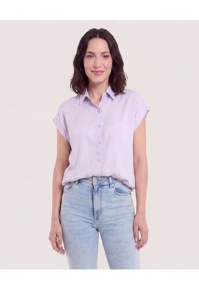 Camisa Manga Corta Para Mujer Morado Ostu