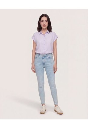 Camisa Manga Corta Para Mujer Morado Ostu
