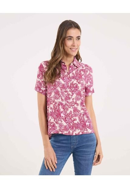 Camisa Para Mujer Manga Corta Color Morado Marca Ostu #40010333