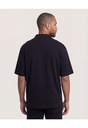 Polo Zipper Manga Corta  Para Hombre Negro Ostu