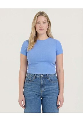 Crop Top Basico Para Mujer Azul Ostu