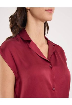 Camisa  Para Mujer Manga Corta Color Vino Marca Ostu #40010347