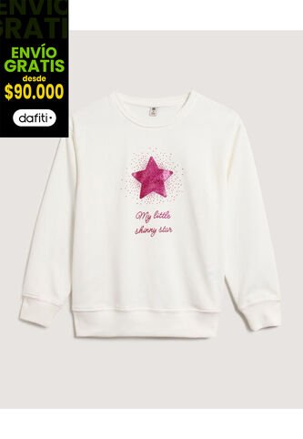 Buzo Infantil Niña Cuello Redondo Color Crema Marca Ostu #90060161 Ostu