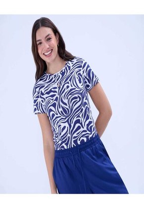 Camiseta Para Mujer Manga Corta Cuello Redondo Color Azul Rey Marca Ostu #40092231