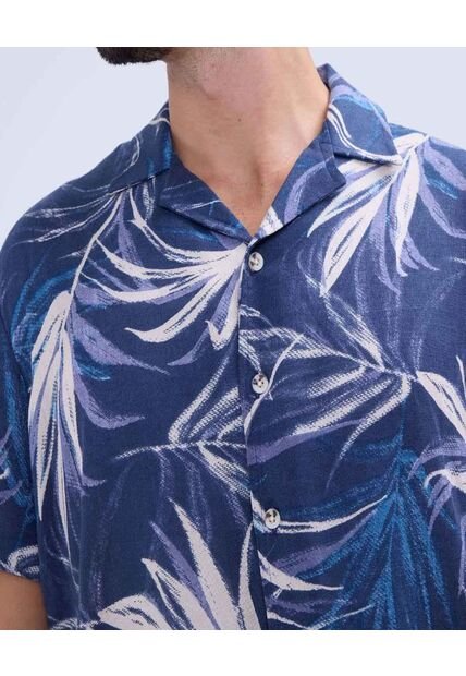 Camisa Para Hombre Manga Corta Sin Bolsillo Color Azul  Marca Ostu #60010760