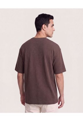Camiseta Oversize Texturizada Para Hombre Café Ostu