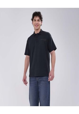 Polo Para Hombre Cuello Maquina Sin Bolsillo Color Negro Marca Ostu #60110703 Ostu