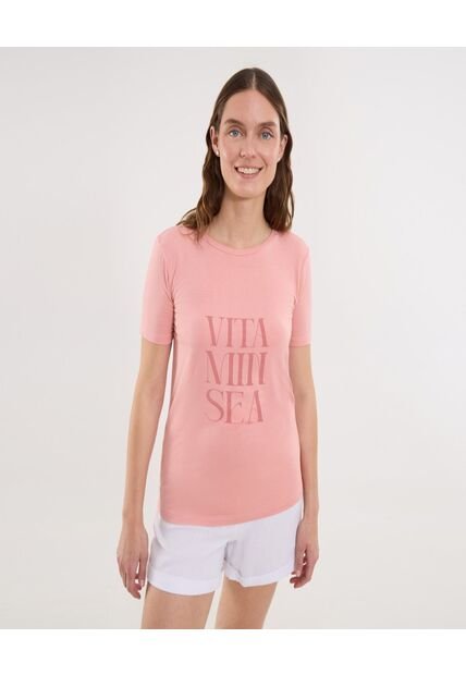 Camiseta Para Mujer Manga Corta Cuello Redondo Color Rosa Marca Ostu #40092491