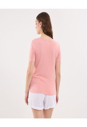 Camiseta Para Mujer Manga Corta Cuello Redondo Color Rosa Marca Ostu #40092491