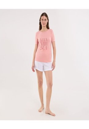 Camiseta Para Mujer Manga Corta Cuello Redondo Color Rosa Marca Ostu #40092491