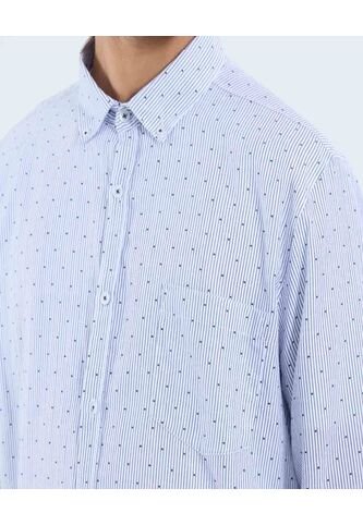 Camisa Para Hombre Manga Larga Con Bolsillo Cuello Button D Color Blanco Marca Ostu #60010806 Ostu