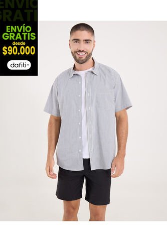 Camisa Para Hombre Manga Corta Con Bolsillo Cuello Casual M Color Azul Marca Ostu #60010853 Ostu