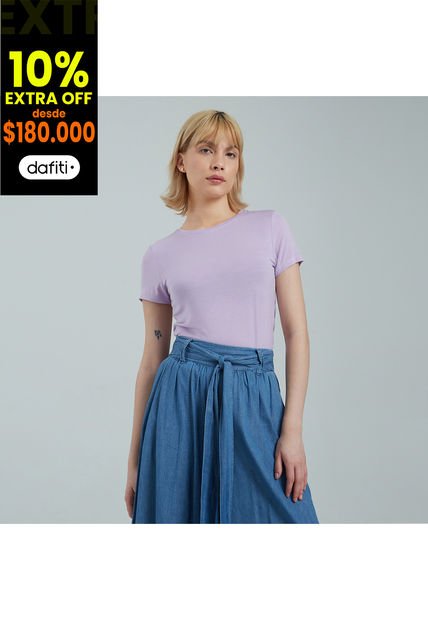 Camiseta Para Mujer Manga Corta Color Lila  Marca Ostu #40091848