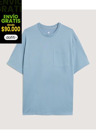 Camiseta Para Hombre Manga Corta Cuello Redondo Color Azul Marca Ostu #60091839 Ostu