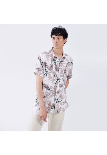 Camisa Hombre Ostu M/C Beige Viscosa