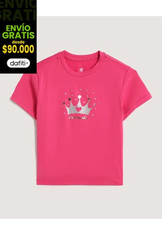 Camiseta Infantil Niña Manga Corta Cuello Redondo Color Fucsia Marca Ostu #90090345 Ostu