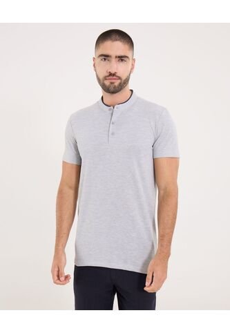 Polo Para Hombre Cuello Mao Sin Bolsillo Color Gris Marca Ostu #60110774 Ostu