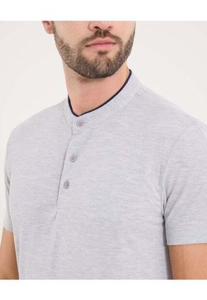 Polo Para Hombre Cuello Mao Sin Bolsillo Color Gris Marca Ostu #60110774