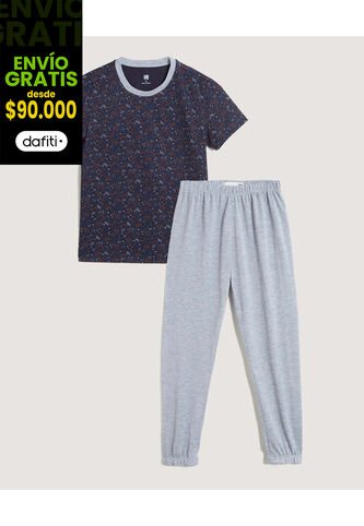 Pijama Infantil Niño M/C P/L Color Azul Marca Ostu #80040099 Ostu