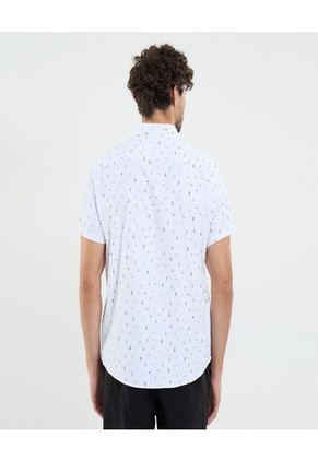 Camisa Para Hombre Manga Corta Con Bolsillo Cuello Casual M Color Blanco Marca Ostu #60010820