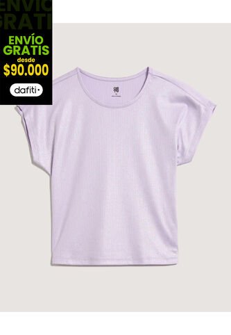 Camiseta Infantil Niña Manga Corta Cuello Redondo Color Lila Marca Ostu #90090340 Ostu