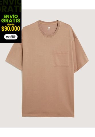 Camiseta Para Hombre Manga Corta Cuello Redondo Color Café Marca Ostu #60091840 Ostu