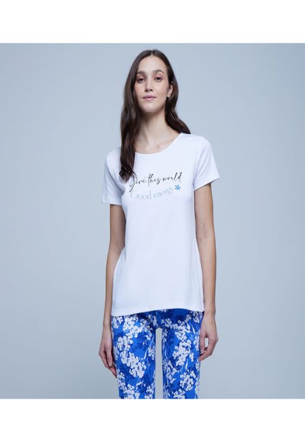 Pijama Para Mujer M/C Capri Color Blanco Marca Ostu #40040389