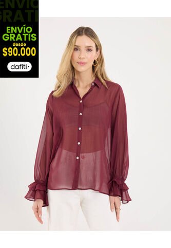 Camisa Para Mujer Manga Larga Color Uva Marca Ostu #40010354 Ostu