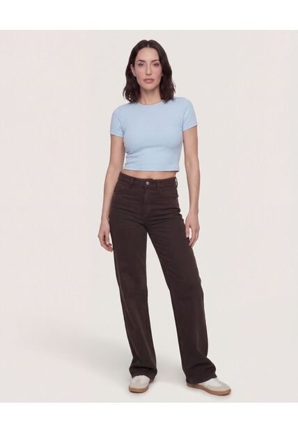 Camiseta  Para Mujer Crop Top Manga Corta Color Celeste Marca Ostu #40098218