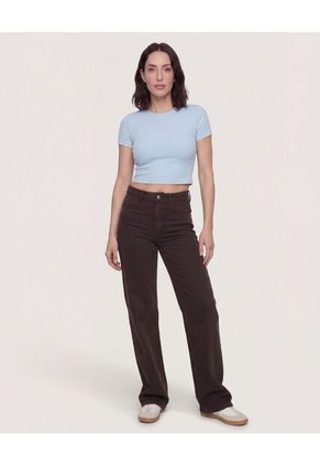 Camiseta Para Mujer Crop Top Manga Corta Color Celeste Marca Ostu #40098218