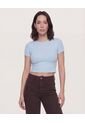 Camiseta  Para Mujer Crop Top Manga Corta Color Celeste Marca Ostu #40098218 de Ostu