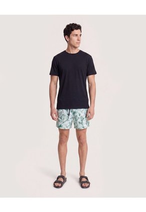Pantaloneta De Baño Estampada  Para Hombre Verde Ostu