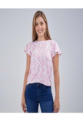 Camiseta Para Mujer Manga Corta Color Rosado Marca Ostu #40092123