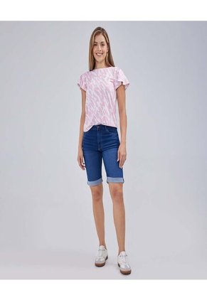 Camiseta Para Mujer Manga Corta Color Rosado Marca Ostu #40092123