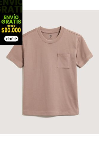 Camiseta Infantil Niño Manga Corta Cuello Redondo Color Beige Marca Ostu #80090318 Ostu