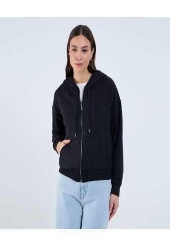 Buzo Para Mujer Zipper Color Negro Marca Ostu #40060313 Ostu