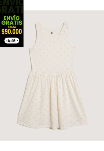 Vestido Infantil Niña M/Sisa Medio Color Crema Marca Ostu #90170076 Ostu