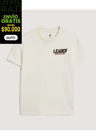 Camiseta Infantil Niño Manga Corta Cuello Redondo Color Crema Marca Ostu #80090314 Ostu