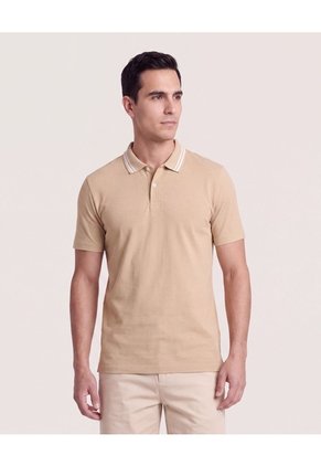 Polo Jersey Lycrada Para Hombre Beige Ostu