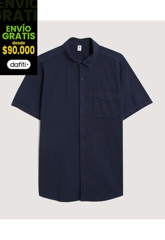 Camisa Para Hombre Manga Corta Con Bolsillo Cuello Casual M Color Azul Marca Ostu #60010810 Ostu