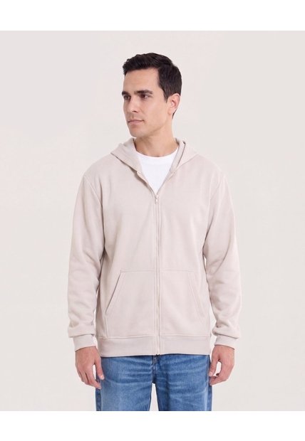 Buzo Hoodie Con Cremallera  Para Hombre Avena Ostu