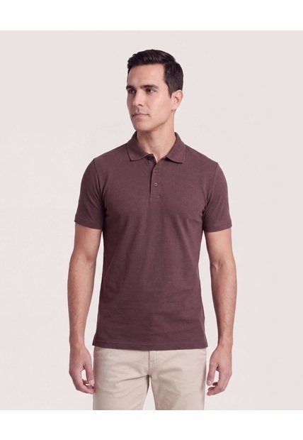 Polo Basica  Para Hombre Café Ostu