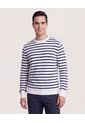 Saco Tejido Rayas Horizontales  Para Hombre Blanco Ostu de Ostu