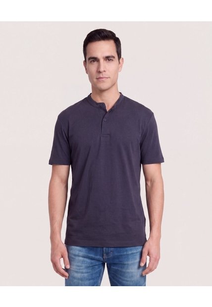 Polo Cuello Mao Regular  Para Hombre Azul Ostu